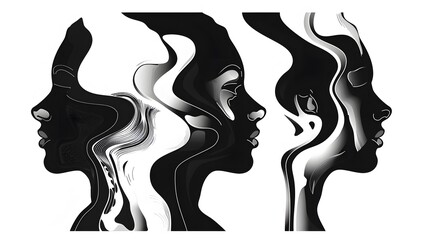 Abstract Female Silhouettes in Black and White
