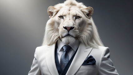 Elegant Predatory: The White Lion's Charismatic Fashion Statement