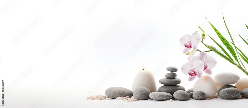 Poster healing spa treatments on a white background representing the concept of relaxation with a copy spac