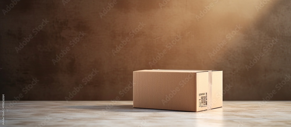Poster a package featuring a large cardboard box filled with goods stands alone on an isolated background l