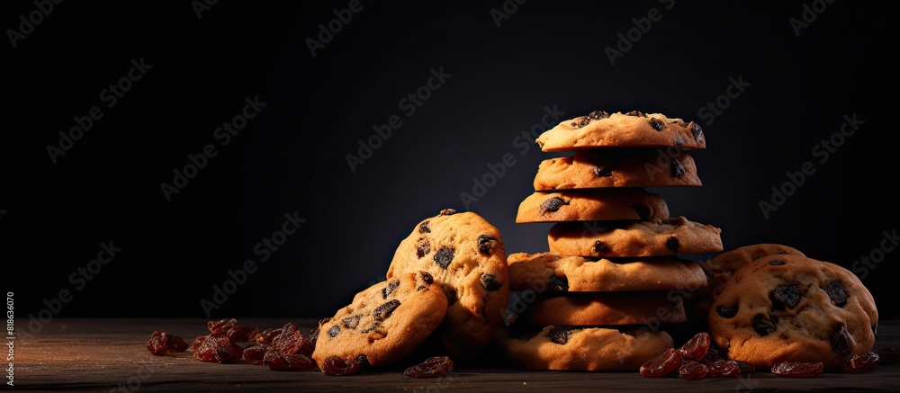 Aufkleber a copy space image of raisin cookies set against a dark background