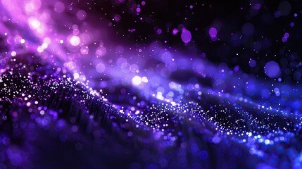 Abstract purple blue particles of fiber optics