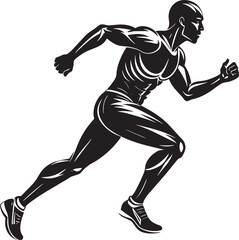 silhouette of a running person isolated on white background