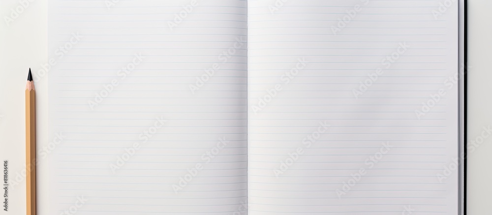 Poster The highlighted area on the top of a notebook page serves as a copy space for text indicated by a pencil pointing towards it