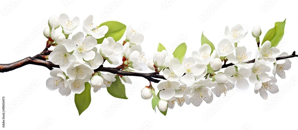 Aufkleber Isolated on a white background there is a copy space image of a flowering branch