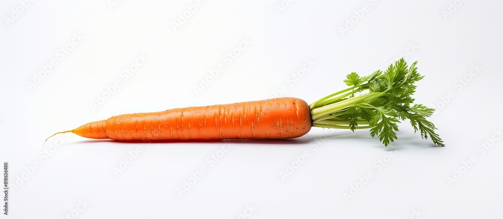 Poster a crisp bright orange carrot is showcased on a pristine white surface creating a visually pleasing c