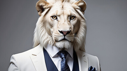 Charismatic Feline: The White Lion's Elegant Portrait