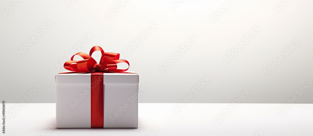 Poster An open gift box is placed alone on a white background providing a clear space for an image. Creative banner. Copyspace image