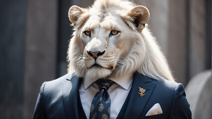 Dapper Leo: The White Lion's Fashionable Elegance