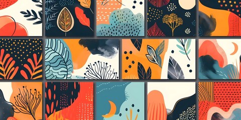 Vibrant Abstract Patterns Conveying Various Moods and Sentiments for Greeting Cards