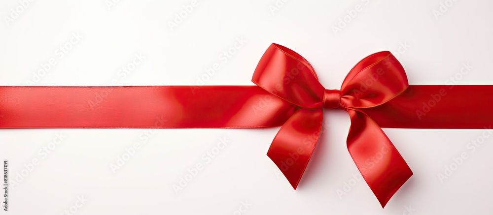 Poster a red satin ribbon is shown as a copy space image against a white background