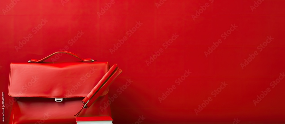 Aufkleber copy space image of red bags and a notebook