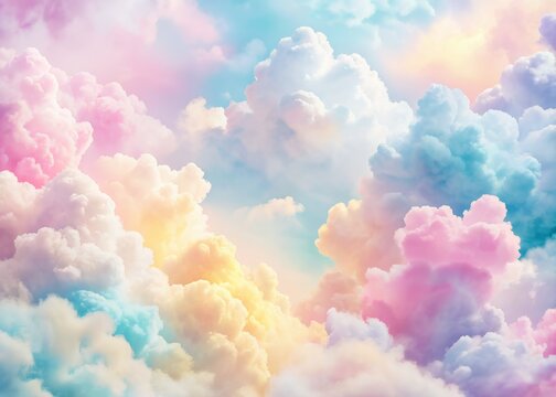 rainbow cloud background with pastel colored