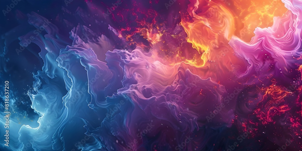 Poster captivating cosmic collision a mesmerizing visualization of generative art techniques