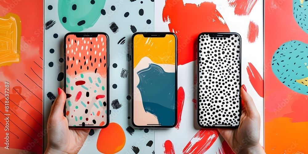 Poster customizable abstract patterns for virtual room design and mobile app interface