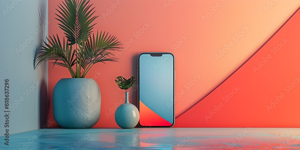 Poster customizable abstract patterns for virtual room layouts in a modern mobile app