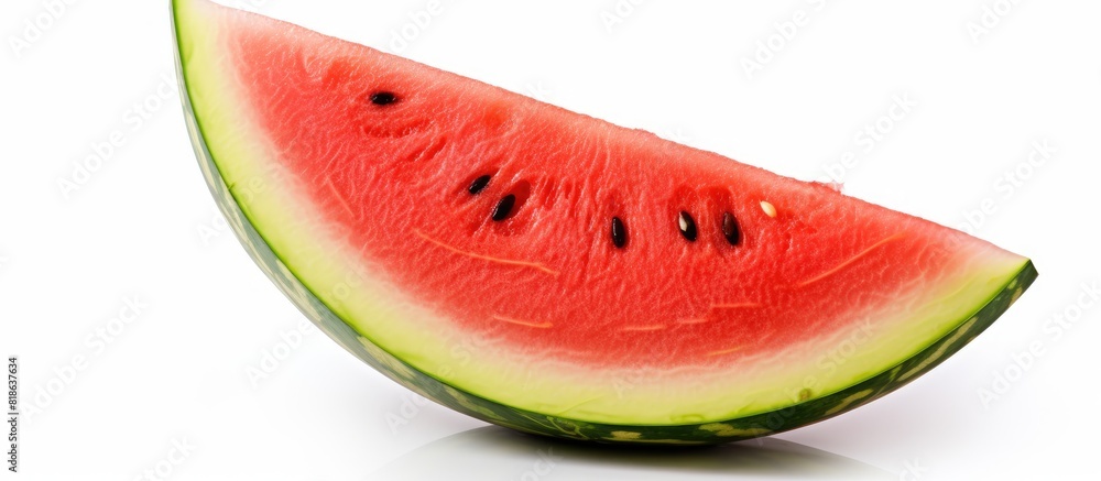 Poster text can be added to a white background copy space image featuring sliced watermelon