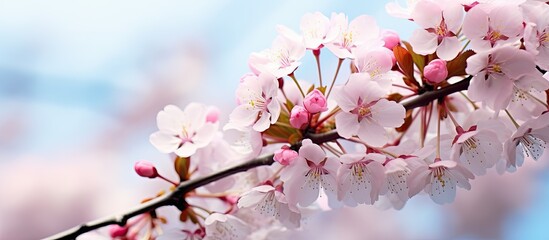 Springtime close up of cherry blossoms perfect for a copy space image