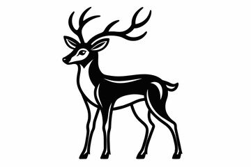 A deer silhouette black vector artwork illustration 