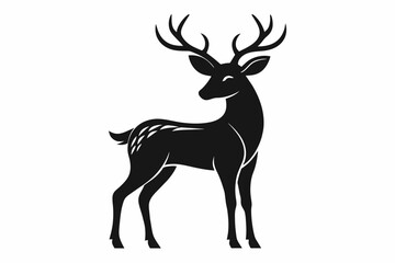 A deer silhouette black vector artwork illustration 
