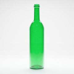 3d render of empty green wine glass bottle in isolated studio white background