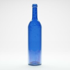 3d render of empty blue wine glass bottle in isolated studio white background