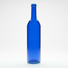 3d render of empty blue wine glass bottle in isolated studio white background