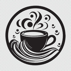 Black simple coffee design logo icon on transparent background