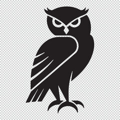 Simple minimalistic owl icon, vector illustration on transparent background