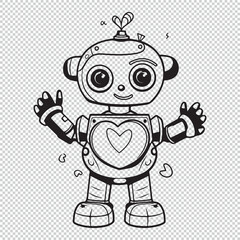 Fototapeta premium Simple minimalistic robot mascot design, vector illustration on transparent background
