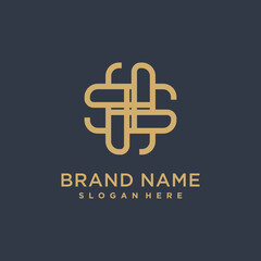 Gold flat abstract logo template
