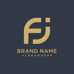 Luxury letter J and F with gold color logo template