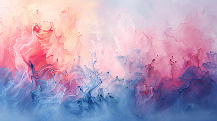 An ethereal abstract watercolor painting on canvas with soft pastel colors creating a dreamy atmosphere