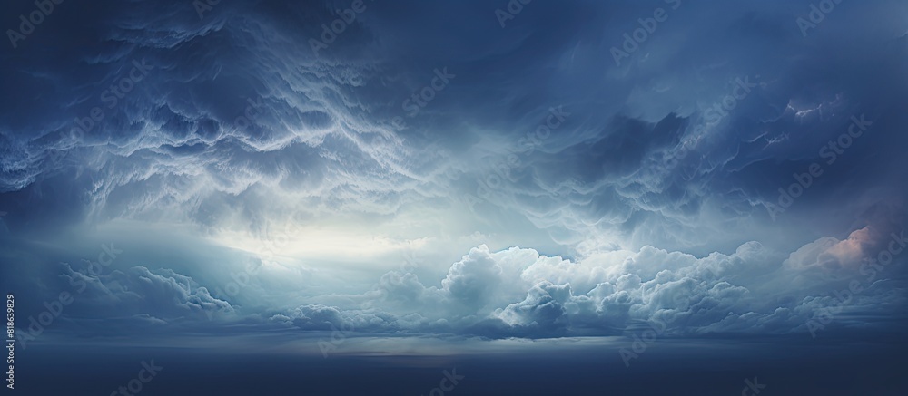 Aufkleber the sky filled with dark blue clouds exudes a gloomy and formidable atmosphere. creative banner. cop