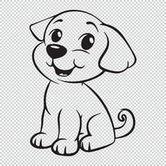 Fototapeta premium Simple and minimalistic cartoon dog icon, black vector illustrations on transparent background