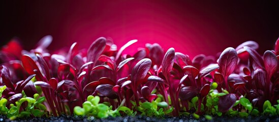 Red Amaranth microgreens a superfood with a vibrant appeal create a captivating healthy food concept in this stunning copy space image