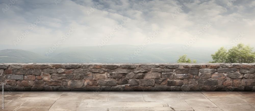 Aufkleber an image of an aged stone wall with a view of copy space