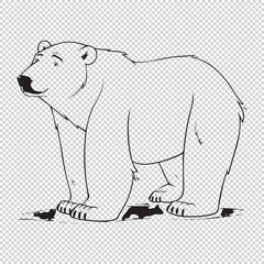 Simple logo design of cartoon polar bear, black vector illustration on transparent background