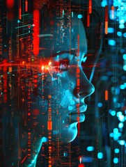 Futuristic sci-fi background with cyber tech design concept. Generative AI