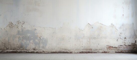 The aged white wall is adorned with peeling paint and damp marks creating an intriguing copy space image