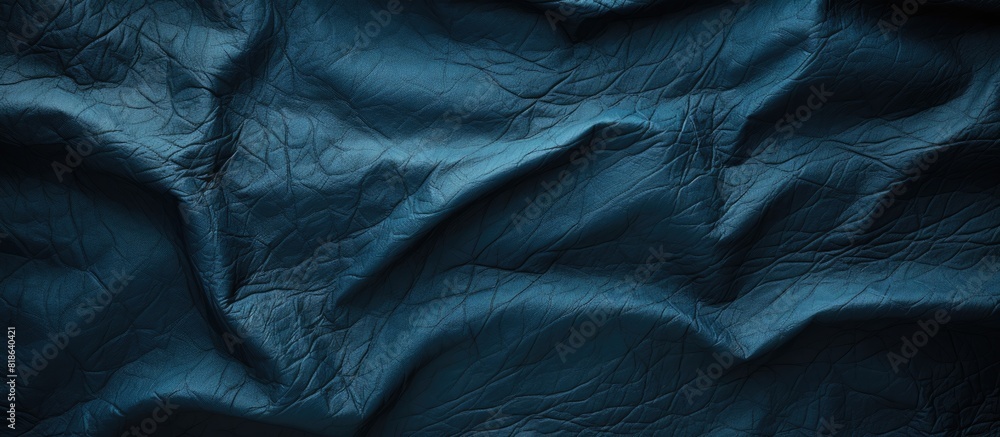 Poster a background image with a wrinkled pattern and a blue leather texture showcasing a natural material 