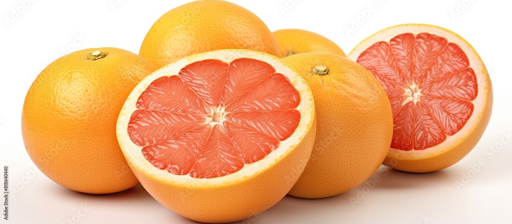 Poster copy space image of vibrant grapefruits against a pristine white backdrop