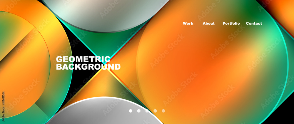Poster bright colorful squares with round elements minimal geometric background. vector illustration for wa