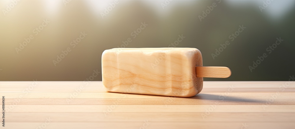 Aufkleber There is a vibrant wooden ice cream stick placed in an area specifically designated for adding additional content or images