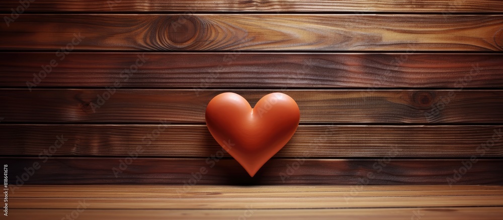 Poster a heart shape showcased against a wooden backdrop with copy space image