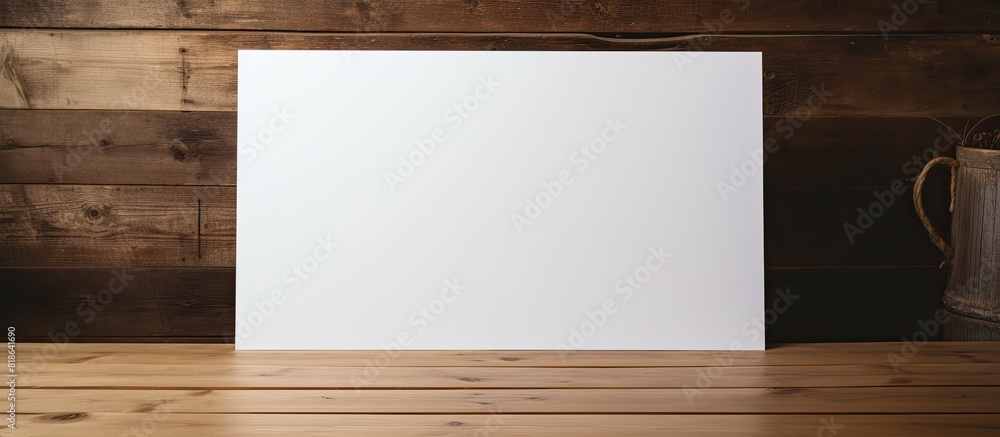 Poster the background of the photo features a white paper on a wooden table leaving some empty space for ad