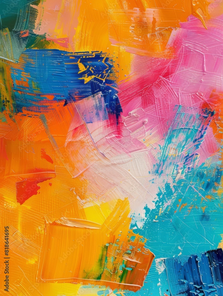 Poster painterly texture abstract background using bold bright brushstrokes with a contrasting color palett
