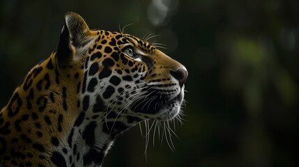 Obraz premium Head shot of a leopard in the jungle. Lateral view