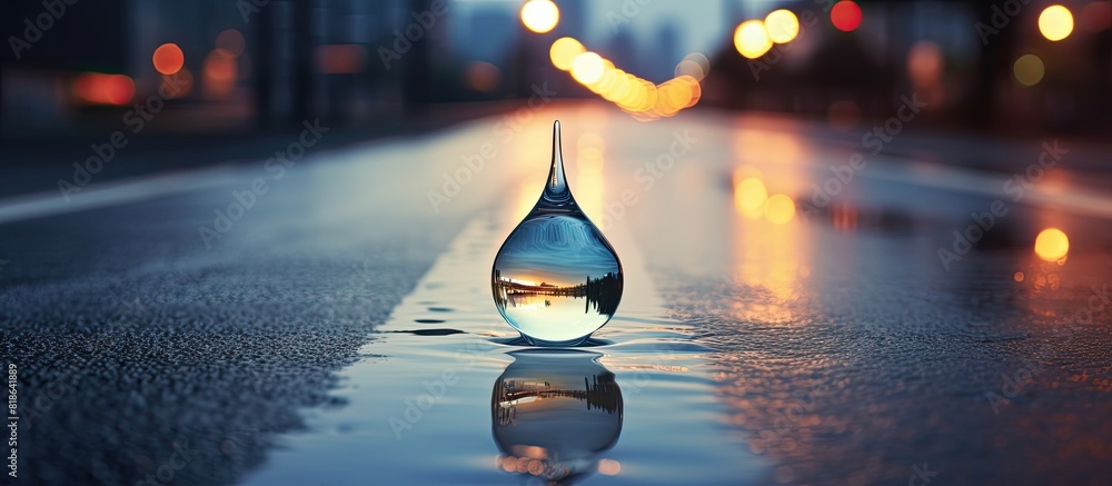 Aufkleber blurred image of a water drop on a road with copy space