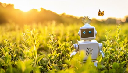 Tiny Traveler: Robot's Encounter with a Butterfly in Nature